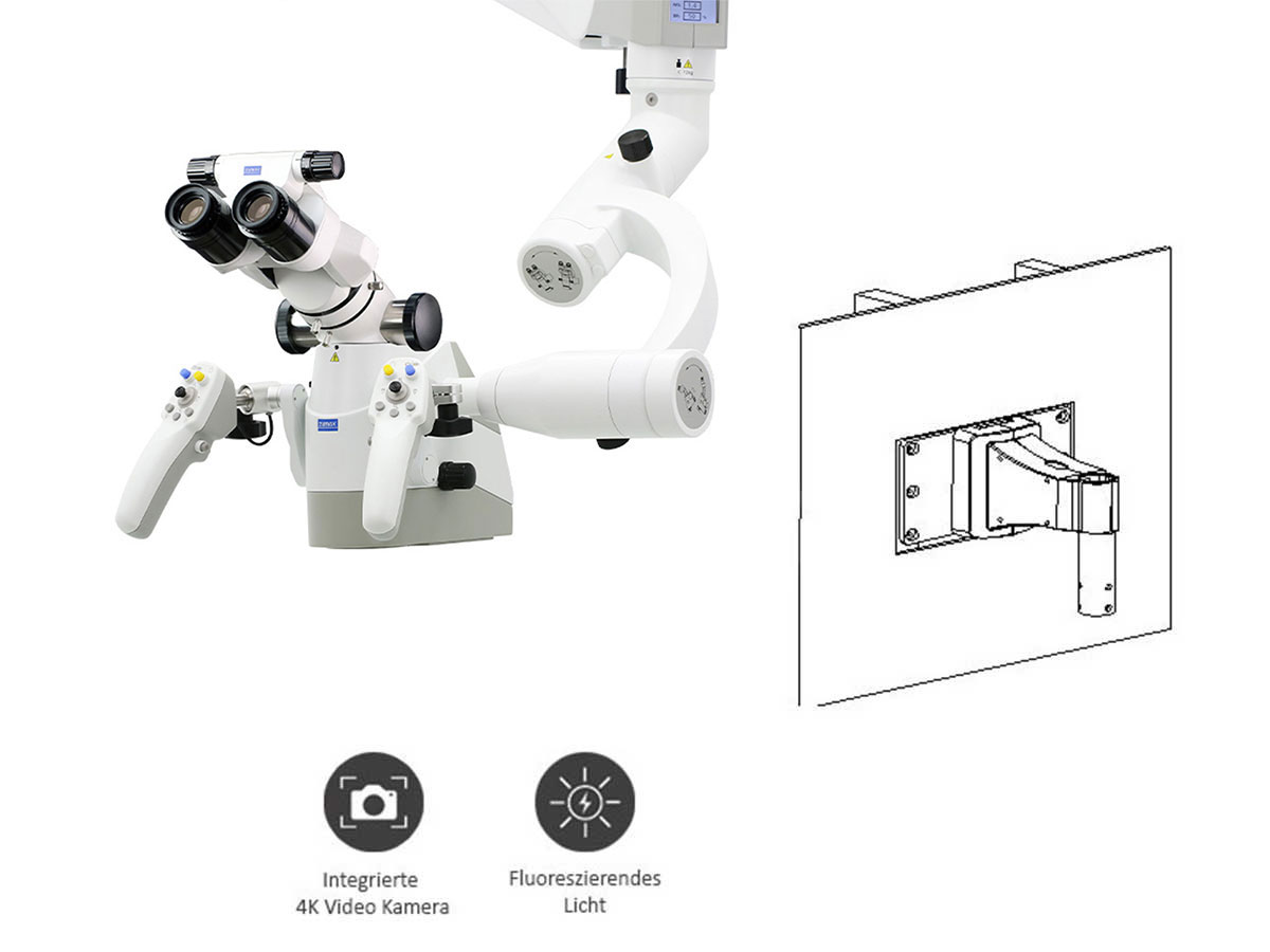 Mikroskop OMS3000 ElektroMag Plus inkl. 4K Kamera, Fluorescent Module, Wandhalterung