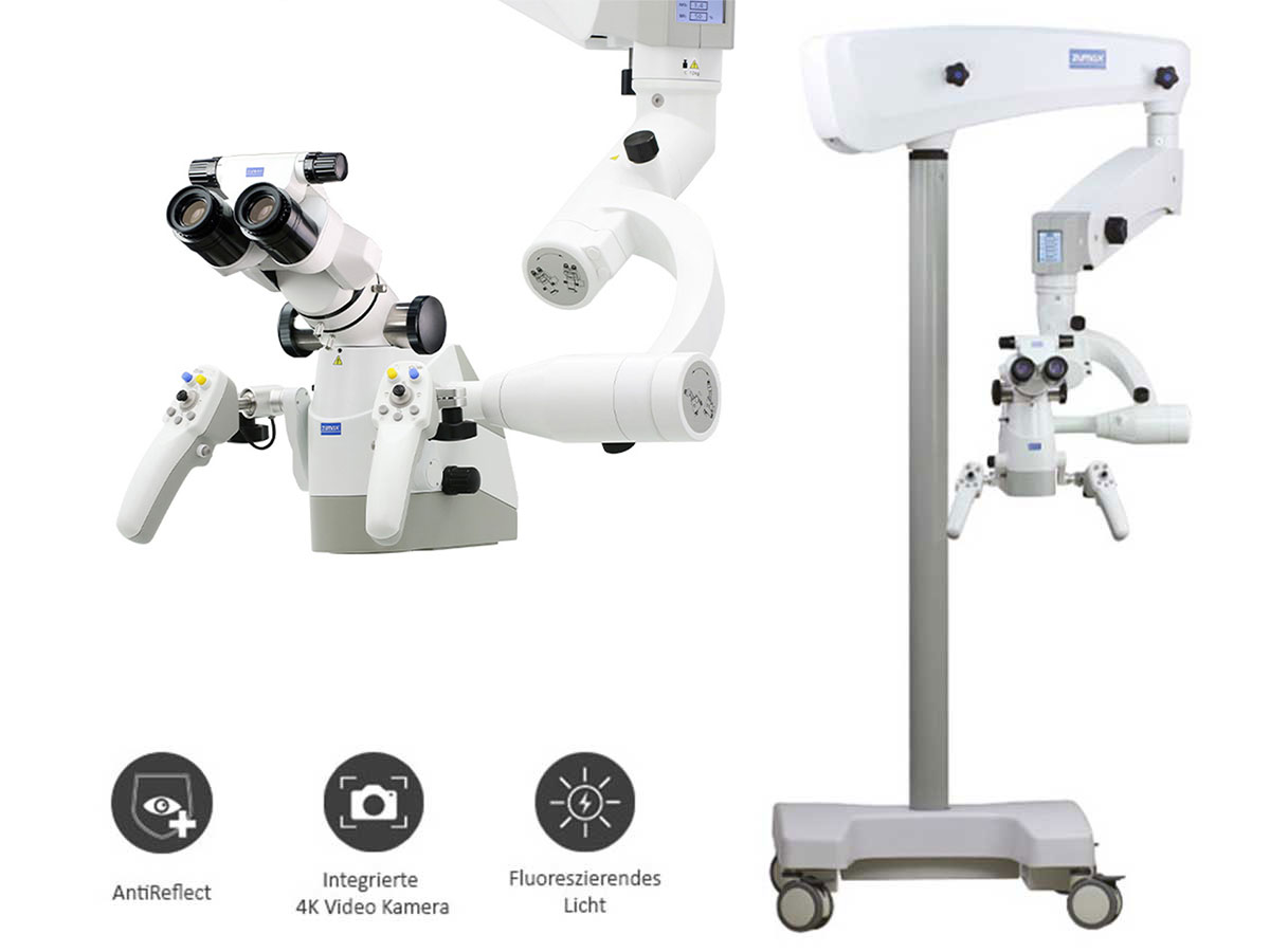 Mikroskop ElektroMag (OMS3200 R2) inkl. 4K Video Kamera, Anti Reflect Modul, Fluoreszenz Modul - Rollenstativ